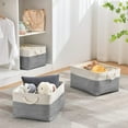 thumbnail image 4 of Grande Boîte de Rangement en Tissu, Panier de Rangement Rectangulaire pour Salle d'Habillage avec Poignée pour Jouets, Garde-Robe (Pliable, Gris Blanc), 4 of 8