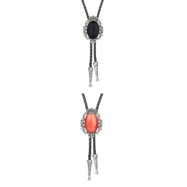 Corbata de Bolo Sunnimix 2x Crown Bolo Tie Traje Rodeo Americano Para Hombres Mujeres Negro Rojo