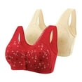 thumbnail image 2 of Herrnalise 2PC Daisy Bras for Older Women, 2024 Summer Comfortable Convenient Front Button Bra, Full Support Wide Back No Underwire Bra For Moms Gifts, 2 of 9