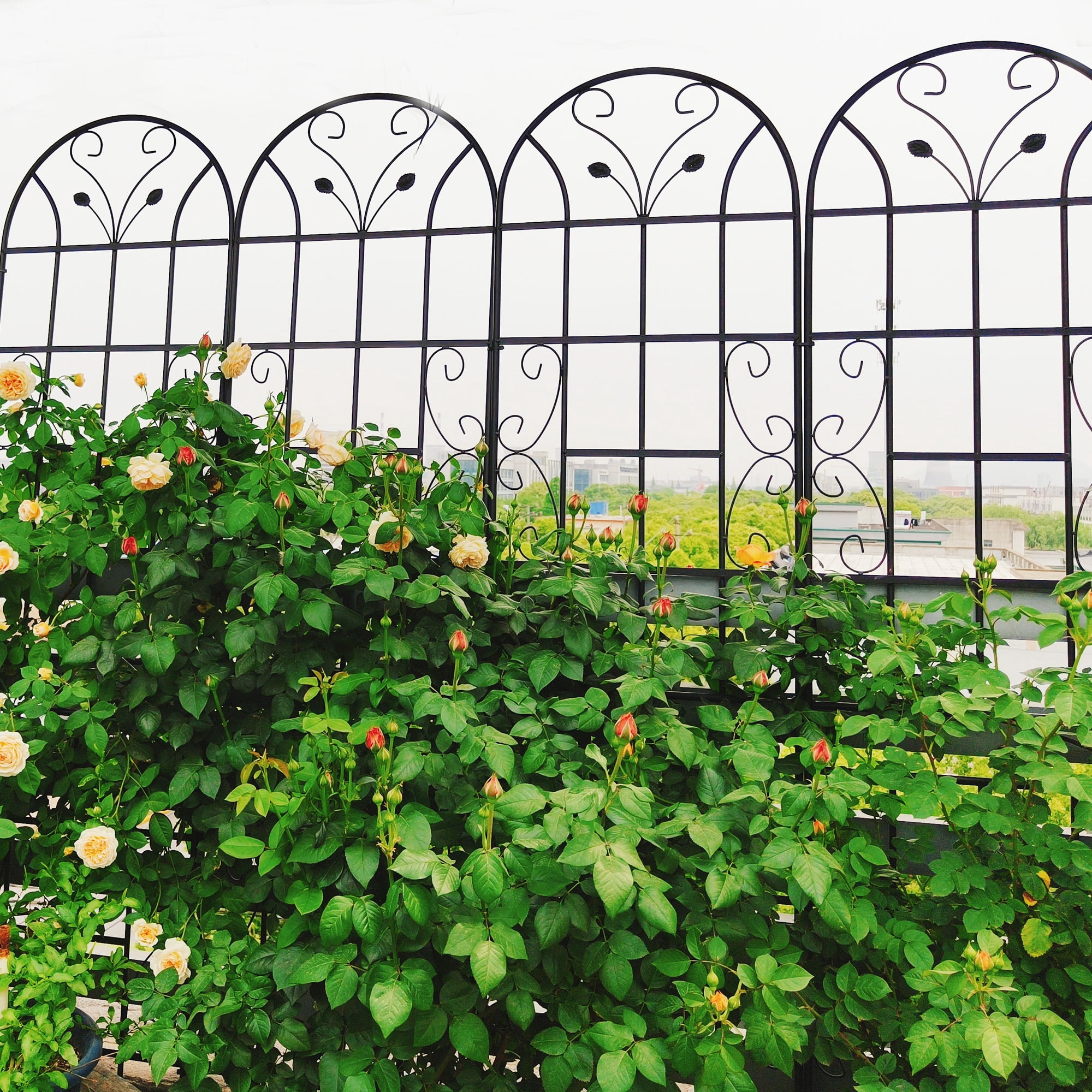 2 Pack Metal Garden Trellis Rustproof Trellis for Climbing Plants Outdoor Flower Support Black 86.7" x 19.7"
