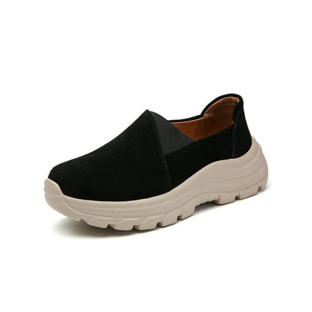 

SIMANLAN Womens Lightweight Walking Shoe Platform Flats Work Comfort Shoes Black 7