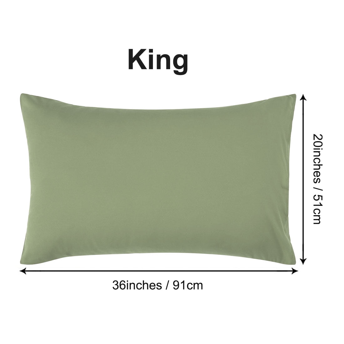 Unique Bargains 2-Pack Solid Microfiber Pillowcases, King, Sage