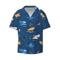 thumbnail image 3 of Cauagu Colorful Ocean Shark Men's Short Sleeve Button Down Hawaiian Shirt for Men Bowling Shirts Casual Summer Beach Shirt,Large, 3 of 6