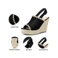 thumbnail image 4 of BLISSFUL STEP Women's Ankle Strap Platform Heels Espadrille Wedge Heel Sandals Black (Size 5.5), 4 of 7