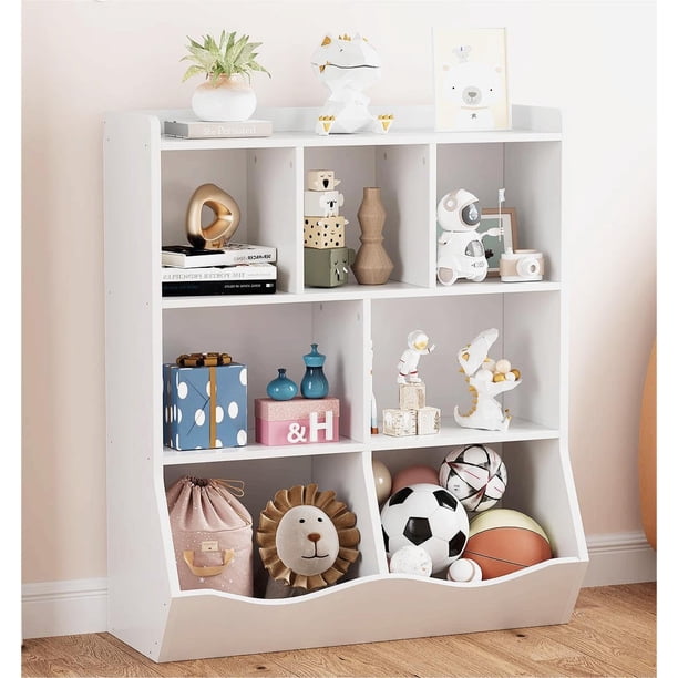 Three - tier blanca toy almacenamiento gabinete y para niños estante - multi - estante cubby organizer para dormitorio y playroom to store books y toys