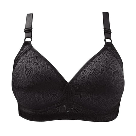 

REORIAFEE Bras for Women Comfortable Lace Breathable Bra Wireless Underwear Black XL
