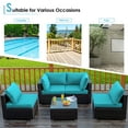 thumbnail image 5 of Costway 5PCS Patio Rattan Furniture Set Cushioned Sofa Chair TeaTableTurquoise, 5 of 12