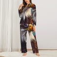 thumbnail image 2 of Yiaed Bald Eagle Pilot Print Pajamas Women's Long Sleeve Sleepwear Soft Button Down Loungewear Pjs Lounge Set Nightwear Womens Pajama Pants-Medium, 2 of 7