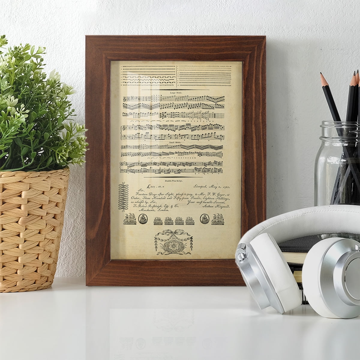 Deckled Encyclopediae V (AS) -Framed Print w/glass-Chestnut