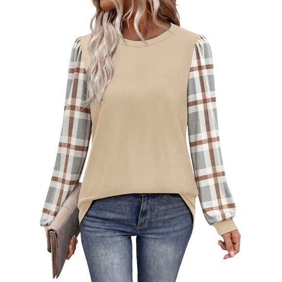 Long Sleeve Shirts for Women Fall Fashion Tops Crew Neck Lightweight Casual Pullover Fall Layering Top M