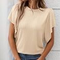 thumbnail image 2 of Gtoiithly T-Shirts pour Femmes Grande Taille Hauts pour Femmes Grande Taille Chic Décontracté T-Shirt Texturé à Col Rond à Manches Volantées pour Tenue Décontractée Beige TG, 2 of 8