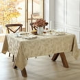 thumbnail image 2 of Elegant Woven Leaves Jacquard Damask Tablecloth - 60" x 102" - Taupe - Elrene Home Fashions, 2 of 4