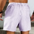 thumbnail image 3 of Favoffer Men's Linen Casual Shorts Striped Pocket Lace Up Elastic Waist Thin Loose Summer Active Short Pants for Beach Lounging Walking Outdoor, 3 of 9