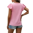 thumbnail image 4 of Frontwalk Women Tunic Blouse Ruffle Summer Tops Pleated T Shirt Ladies Loose Tee Short Sleeve T-shirt Pink M, 4 of 5