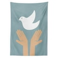 thumbnail image 3 of Ambesonne Hippie Tablecloth Rectangular Table Cover, Peace Dove Flying Hands, 60"x84", Slate Blue White and Tan, 3 of 4