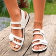 thumbnail image 4 of Womens Orthopedic Sandals with Arch Support Flat Sandals for Wide Feet Hook and Loop Fasteners Comfortable Casual Summer Shoes for Women Walking Beach Vacation,White 43(US-9.5), 4 of 5