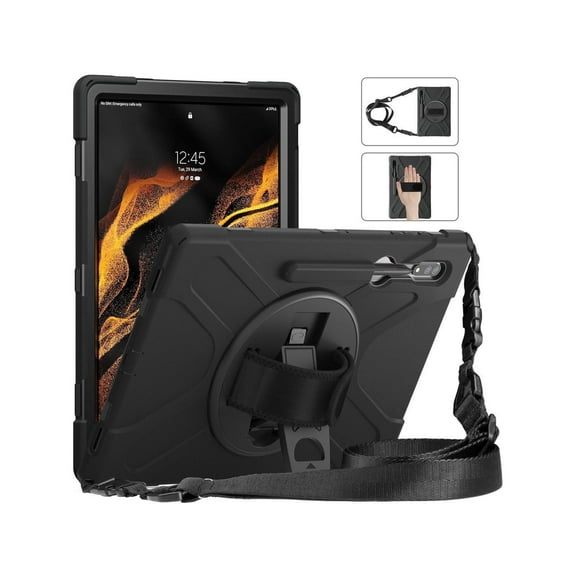 Case for Samsung Galaxy Tab S8 Ultra 14.6 inch 2022 Heavy Duty Shockproof Protective Case for Galaxy Tab S8 Ultra 14.6" Model SM-X900 / SM-X906 with Stand, Handle Hand Strap & Shoulder Strap