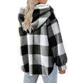 thumbnail image 6 of Yuwull Womens Plus Size Long Sleeve Button Downs Boyfriend Shirts Casual Plaid Shacket Jacket Coats With Hood(1X-5X), 6 of 7