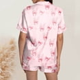 thumbnail image 2 of Yuncity Easter Pajamas For Women Set Silk Satin Heart Shaped Rabbit Short Sleeve Button Down Shirt Shorts Pjs Loungewear Sleepwear Light Pink S, 2 of 5