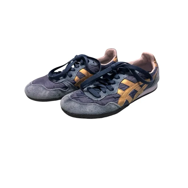 ASICS Onitsuka Tiger Serrano Blue Gold Classic Shoes 5 US Men/ 7 US Women