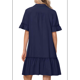thumbnail image 3 of Vestido Camisero de Verano para Mujer, Informal, con Mangas con Volantes, Corte Recto, Minivestido con Bolsillos, Azul Marino, Talla M, 3 of 8