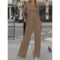 thumbnail image 4 of Women'S 2 Piece Sets Fall Outfits Long Sleeve Wide Leg Tracksuits Casual Lounge Set Matching Sets Shallow Coffee XS, 4 of 7