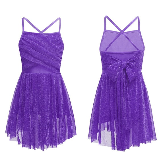 Alvivi Girls Glittery Mesh Ballet Dress Lyrical Dance Leotard Dancewear 4-16