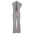 thumbnail image 5 of Gaecuw Dressy Jumpsuits for Women Sleeveless Cold Shoulder Overall with Pockets Crew Neck Band Collar Solid Onesie One Piece Outfits Casual Loose Baggy Long Pants Wide Leg Summer Romper Ankle Length, 5 of 6