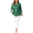 thumbnail image 4 of GRACE & GRANDEUR Women's Plus Size V Neck Mesh Blouse Flowy Double Layer 3/4 Sleeve Tunic Top 4X Green, 4 of 8