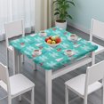 thumbnail image 3 of Turquoise Christmas Tree Pattern Square Fitted Tablecloth with Elastic Edge,Square Table Cover,Washable Elastic Table Cover for Home Kitchen Party Decor 36"x36", 3 of 6