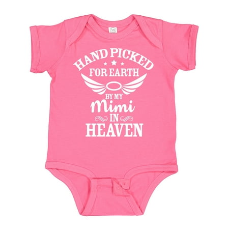

Inktastic Handpicked for Earth by My Mimi in Heaven with Angel Wings Gift Baby Boy or Baby Girl Bodysuit
