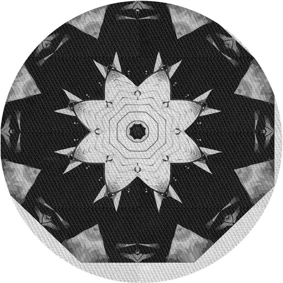 Ahgly Company Machine Washable Indoor Round Transitional Midnight Gray Area Rugs, 8' Round