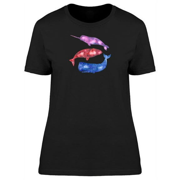 Watercolor Ceteacea Whales T-Shirt Women -Image by Shutterstock, Female Medium