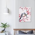 thumbnail image 3 of ONETECH Small Size Traditional Chinese Painting of Birds on Peach Trees Canvas Prints Wood Framed Peach Blossom Wall Art Plum Flowers Print Painting 12x16inches, 3 of 4