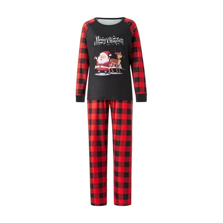 

WakeUple Family Christmas Pajamas Matching Sets Xmas Matching Pjs for Adults Kids Holiday Home Xmas Family Sleepwear Set