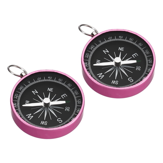 Unique Bargains Pocket Compass Survival Sports Navigation Compass with Key Ring Pink 2 Pack