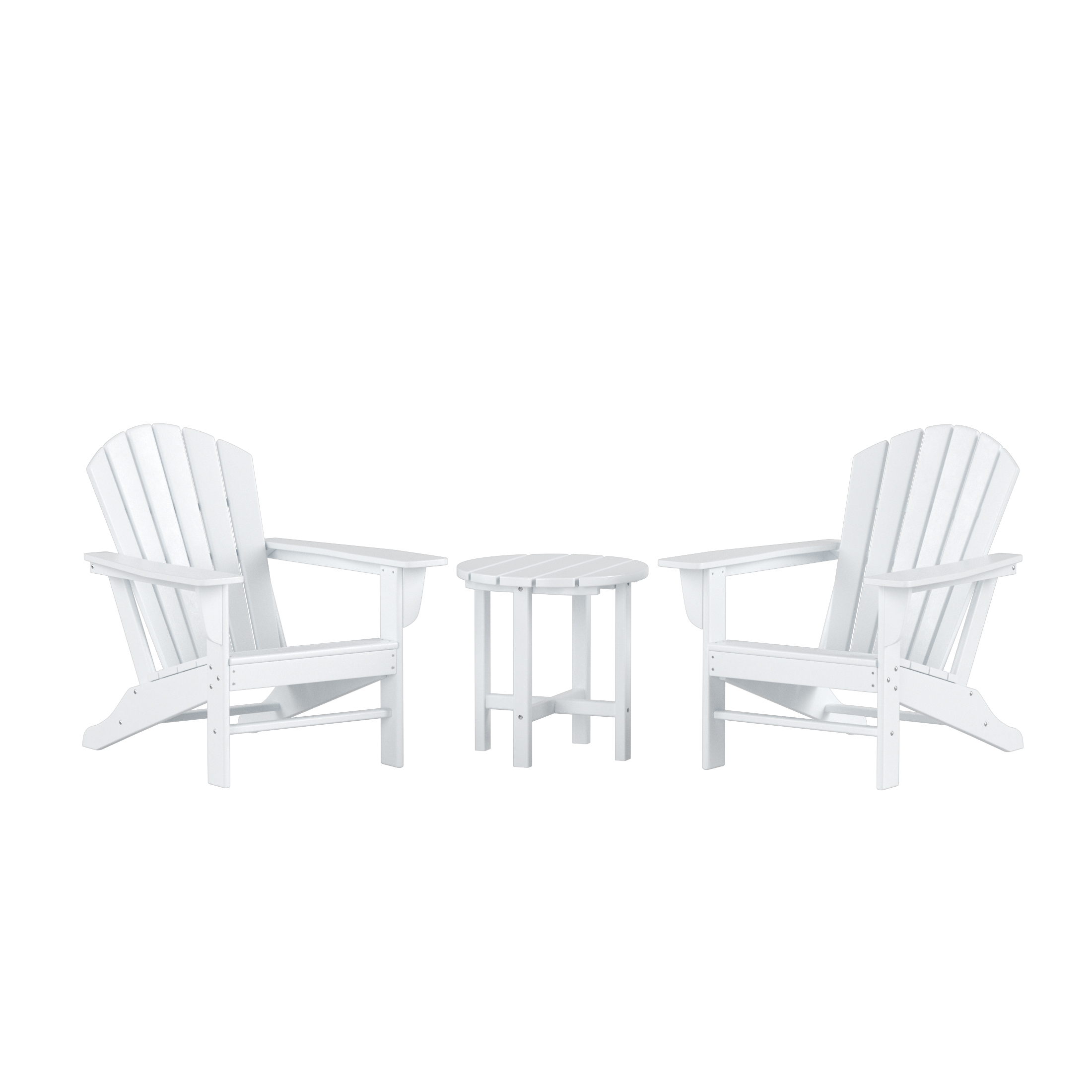 Garden 3-Piece Patio Adirondack Chair with Round Accent Side Table Set, White - image 2 of 6