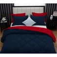 thumbnail image 6 of D.N.G. BEDDINGS 3 Piece Luxury Reversible Diamond Pattern Comforter Set Premium Super Soft, All Season 800 TC, 100% Egyptian Cotton Twin/Twin XL Size Red-Navy Color, 6 of 7