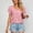 Red, variant on Graphic Tees for Women'summer Casual V Neck Short Sleeve T Shirt Loose Fit Double Layer Sleeve And Collar Top Women’s T-Shirts for Everyday Pink XXL