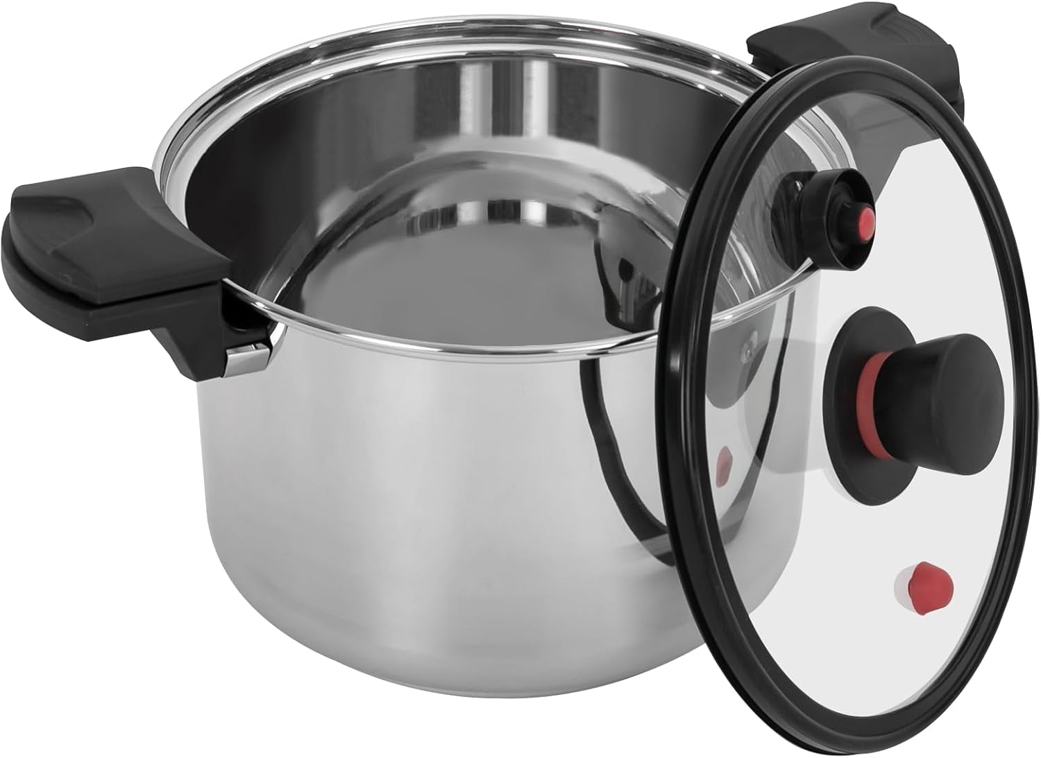 7L/7.4Qt Pressure Canner and Cooker for All Cooktop, Stainless Steel Pressure Cooker with Glass Lid, 60Kpa Pressure Pot Cooker Safer for Canning, 6-7 People (White)