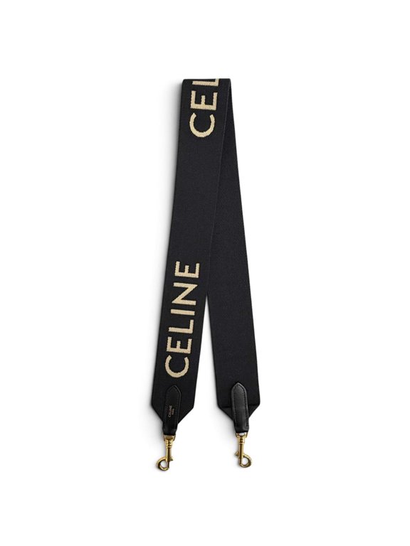 Pre-Owned CELINE Celine Canvas Leather Jacquard Logo Shoulder Strap Black Beige Gold Hardware...