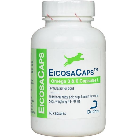 Dechra 192959807219 EicosaCaps Oméga 3 et 6 Capsules pour Chiens, 41-70 Lb - 60 Unités