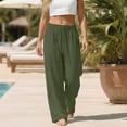thumbnail image 4 of Women's Plus Size Linen Pants, Drawstring Waist, Loose Casual Joggers, Breathable Summer Wide Leg, 4 of 9