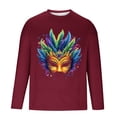 thumbnail image 5 of TIMIFIS Chemises à Manches Longues pour Hommes Mardi Gras Mode Décontractée Carnaval Imprimé Col Rond T-Shirt Léger Pull Tops de Fête, 5 of 5