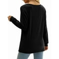 thumbnail image 4 of Women Long Sleeve Solid Color Sweetheart Collar Elegant Casual Print Blouse Sweatshirt Tunics Pullover Black XL, 4 of 5