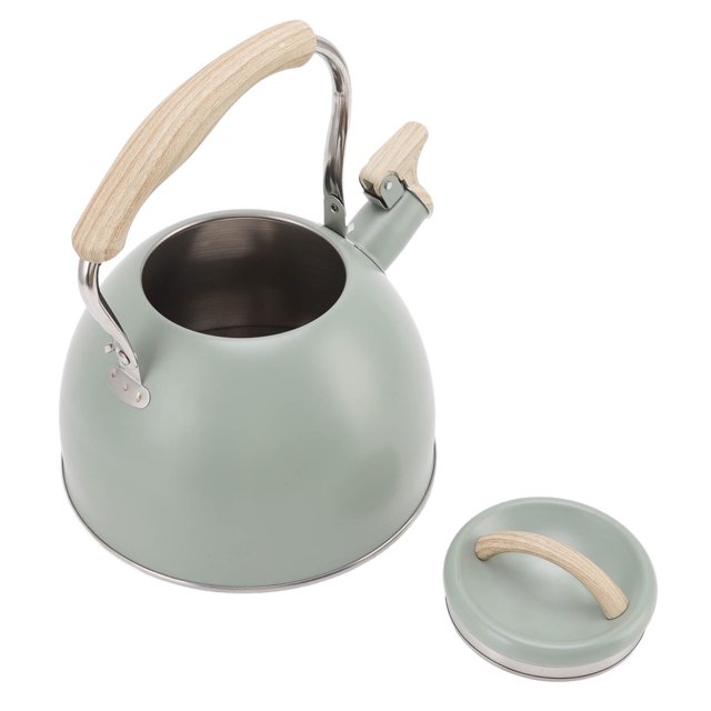 Modern Tea Pot, Whistling Teapot Light Green Stainless Steel 3L Ergonomic Handle Flat Bottom for Induction Cooker