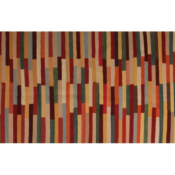 Ahgly Company Machine Washable Indoor Rectangle Contemporary Tomato Red Area Rugs, 7' x 9'