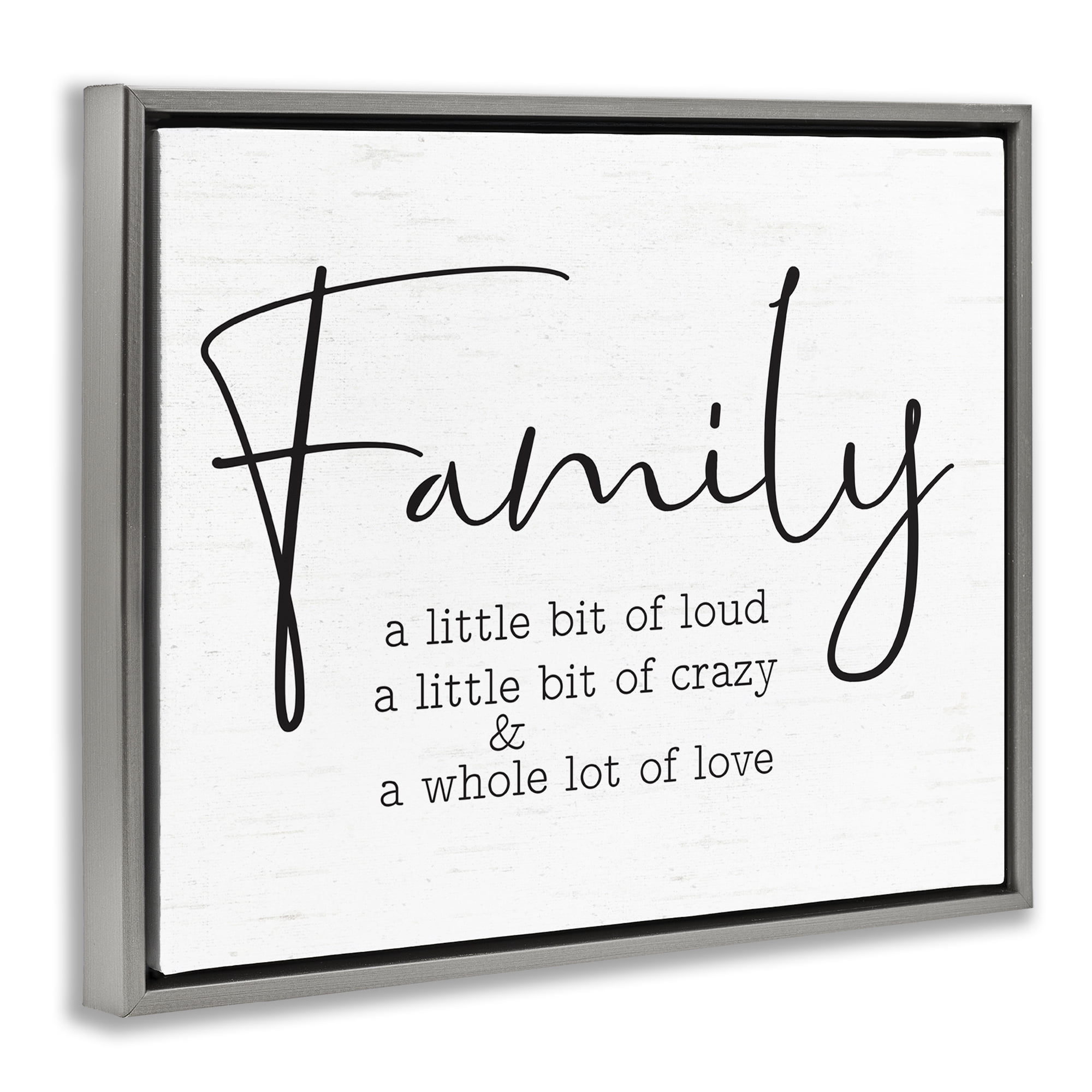 Stupell Industries Loud Crazy Love Family Text & Numbers Painting Gray Floater Framed Canvas Art Print Wall Art, 31 x 25