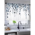 thumbnail image 5 of Sheer Curtains 54 Inch Length 2 Panels Set for Kitchen, Blue Eucalyptus Leaves Semi Sheer Curtains for Windows, Watercolor Summer Leaf Voile Window Treatments Rod Pocket Curtain, 5 of 7
