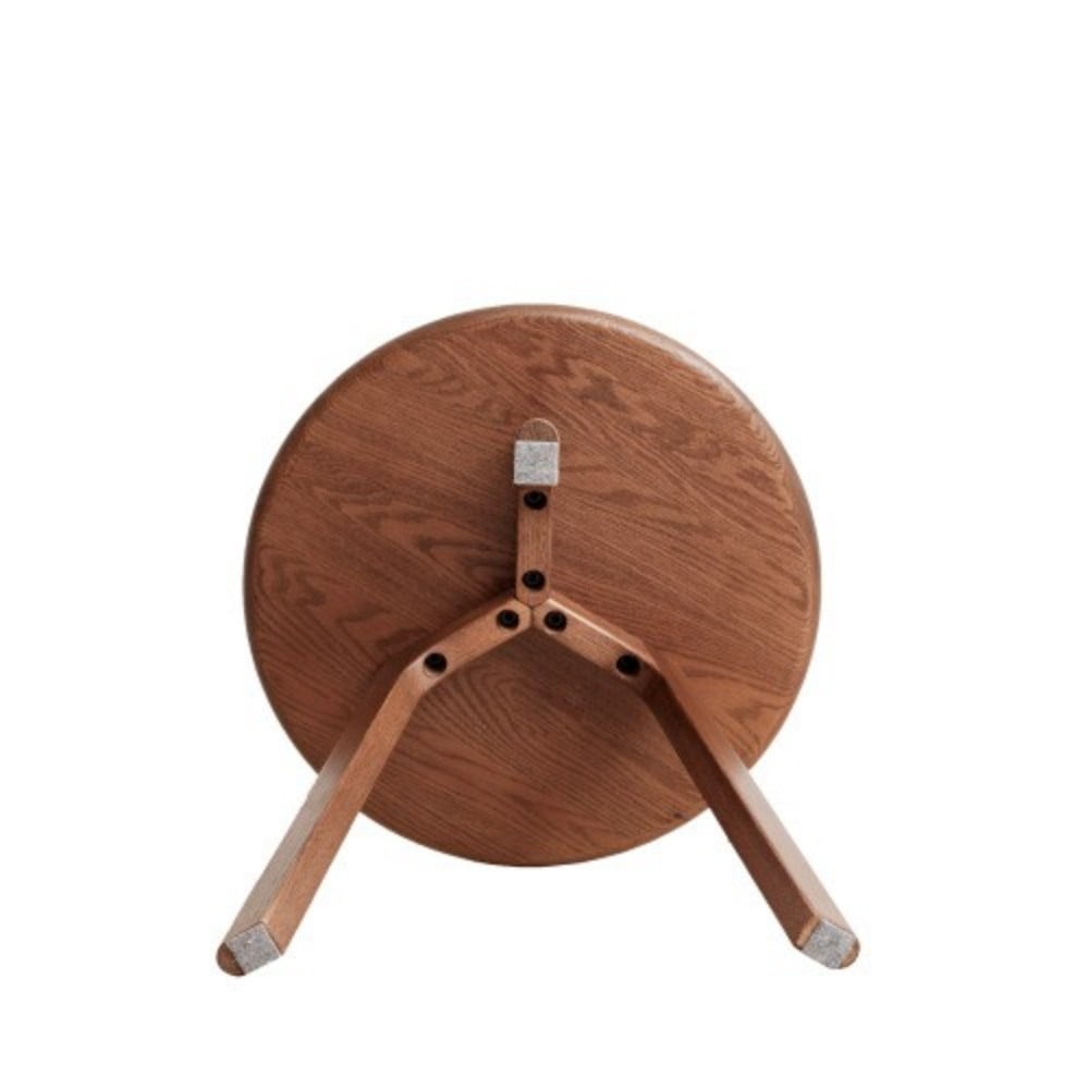 Round End Table, Small Solid Oak Wood Side Table, 3-Leg Accent Table for Living Room, Bedroom, Balcony, Bedside Nightstand, Coffee & Snack Table, Walnut